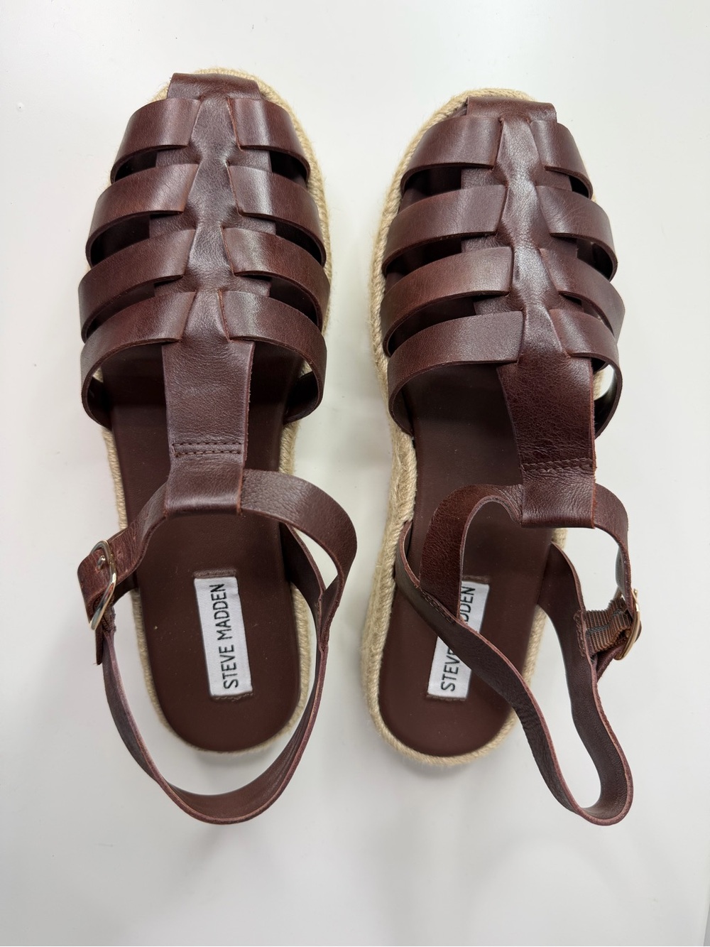 Steve Madden Brown Woven Leather Slingback Sandals